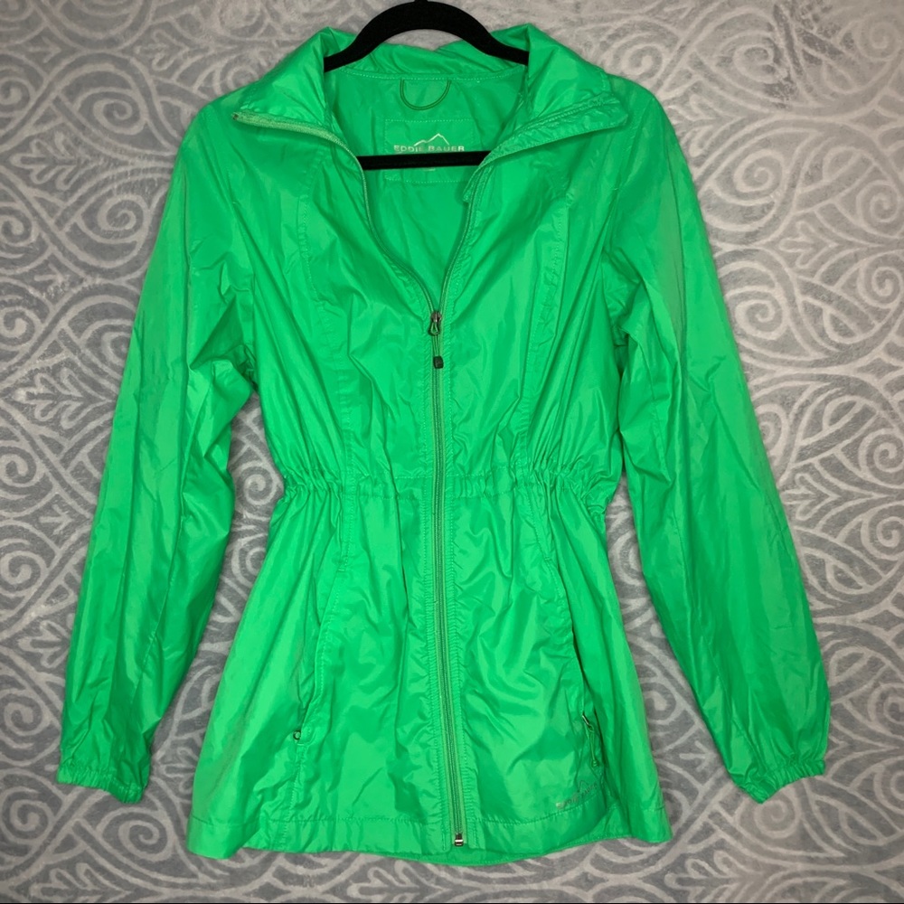 Eddie Bauer green jacket with cinch waist options
